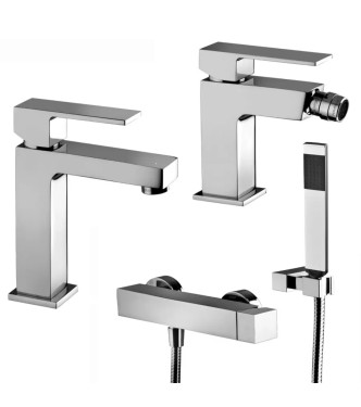 Set miscelatore lavabo e bidet senza scarico con esterno doccia cromato - Elle di Paffoni