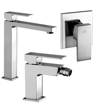Set miscelatore lavabo prolungato e bidet senza scarico con incasso doccia monocomando cromato - Elle di Paffoni