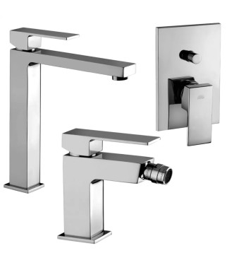 Set miscelatore lavabo prolungato e bidet senza scarico con incasso doccia con deviatore cromato - Elle di Paffoni