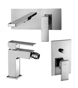 Set miscelatore lavabo 25x10 cm bocca 24 cm con bidet e incasso doccia con deviatore cromato - Elle di Paffoni