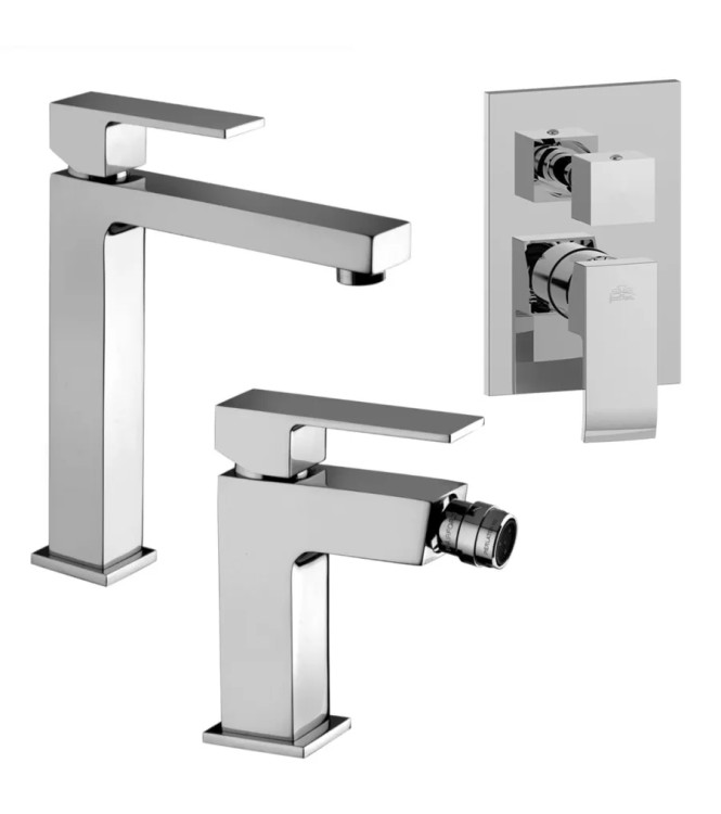 Set miscelatore lavabo medio e bidet senza scarico con incasso doccia 2 uscite cromato - Elle di Paffoni