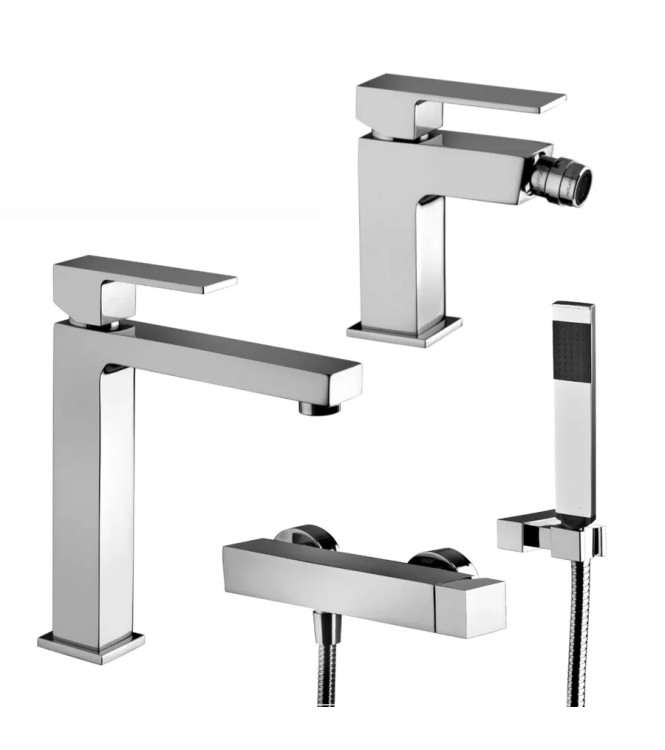 Set miscelatore lavabo medio e bidet senza scarico con esterno doccia cromato - Elle di Paffoni
