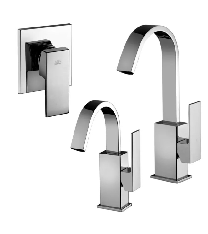 Set miscelatore lavabo e bidet canna orientabile con incasso doccia monocomando cromato - Elle di Paffoni