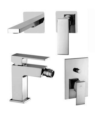 Set miscelatore lavabo 7x7 cm bocca 24 cm con bidet e incasso doccia con deviatore cromato - Elle di Paffoni