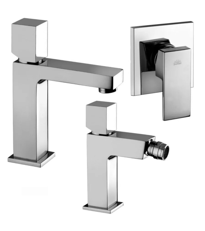 Set miscelatore lavabo e bidet con leva cubo con incasso doccia monocomando cromato - Elle di Paffoni