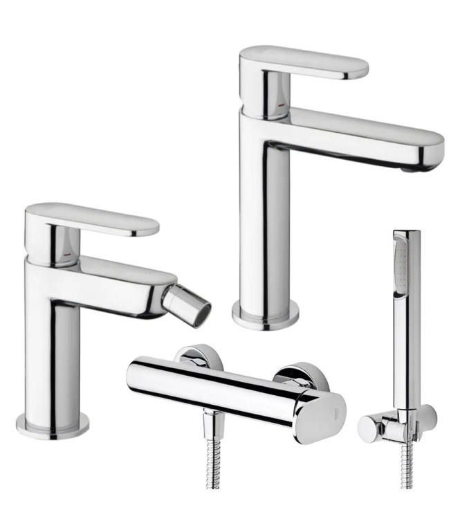 Set miscelatore lavabo e bidet con esterno doccia cromato - Candy di Paffoni