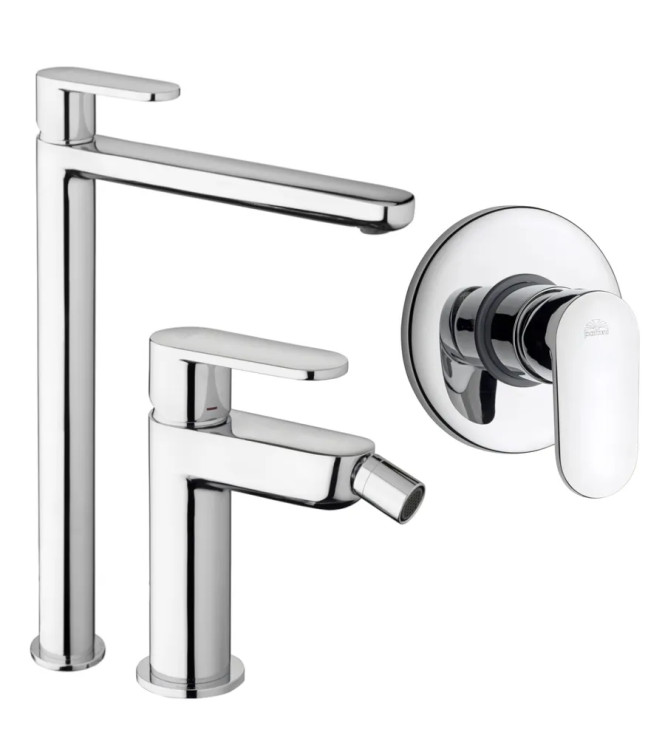 Set miscelatore lavabo prolungato e bidet con incasso doccia monocomando cromato - Candy di Paffoni