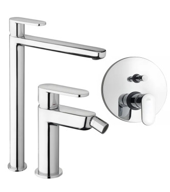 Set miscelatore lavabo prolungato e bidet con incasso doccia con deviatore cromato - Candy di Paffoni
