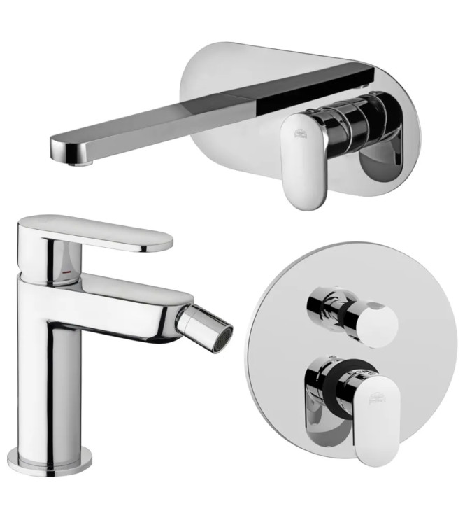 Set miscelatore lavabo bocca 20 cm con bidet ed incasso doccia 2 uscite cromato - Candy di Paffoni