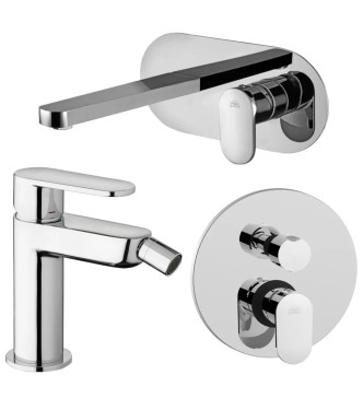 Set miscelatore lavabo bocca 20 cm con bidet ed incasso doccia 2 uscite cromato - Candy di Paffoni
