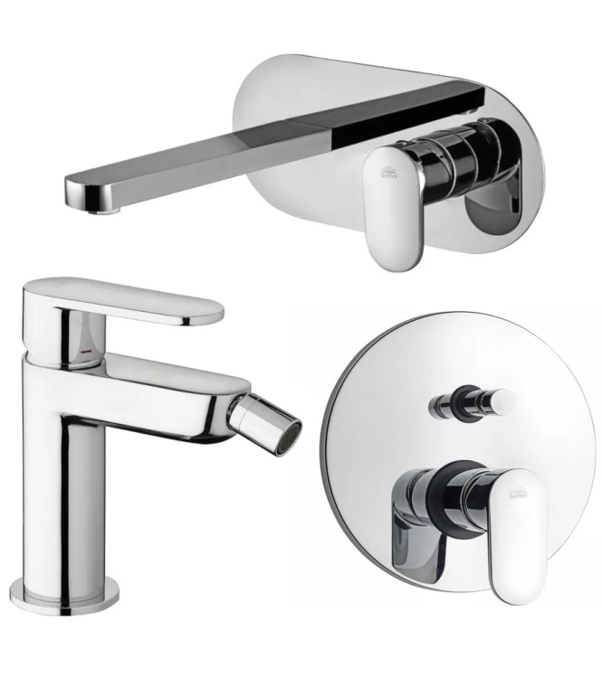 Set miscelatore lavabo bocca 24,5 cm con bidet ed incasso doccia con deviatore cromato - Candy di Paffoni
