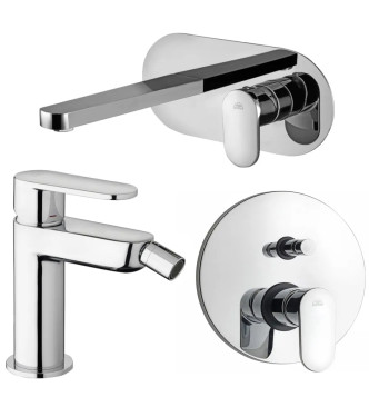 Set miscelatore lavabo bocca 24,5 cm con bidet ed incasso doccia con deviatore cromato - Candy di Paffoni