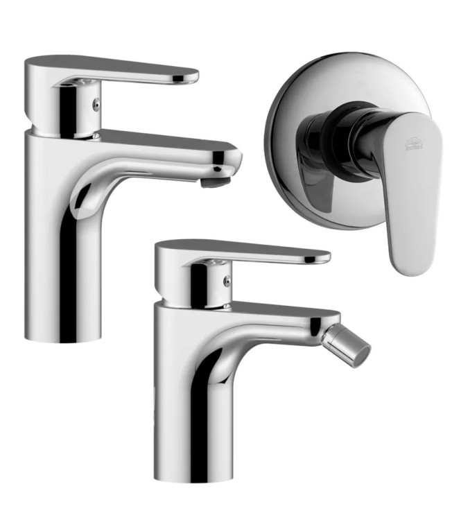 Set miscelatore lavabo e bidet con incasso doccia monocomando cromato - Green di Paffoni
