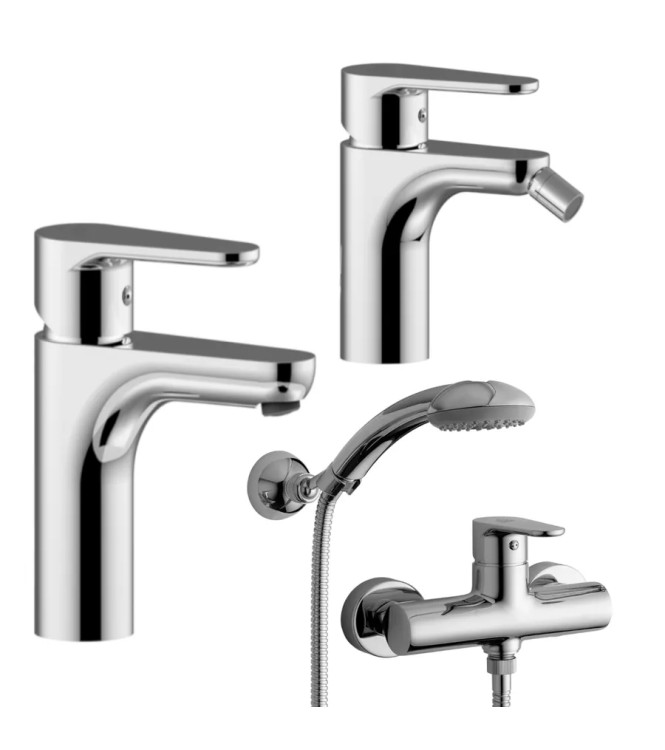Set miscelatore lavabo e bidet con incasso doccia 3 uscite cromato - Green di Paffoni