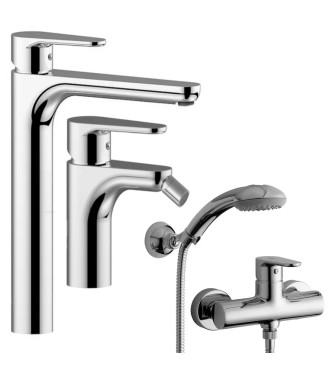 Set miscelatore lavabo prolungato e bidet con esterno doccia cromato - Green di Paffoni