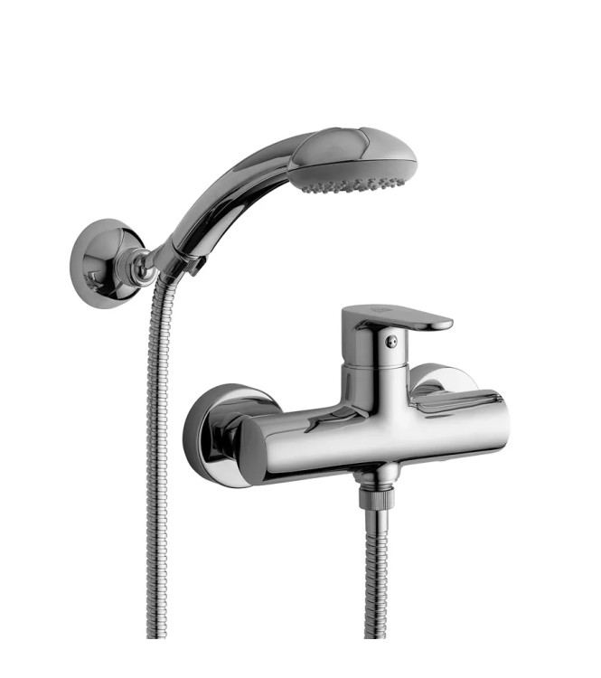 Set miscelatore lavabo con bocca 17,8 cm e bidet con esterno doccia cromato - Green di Paffoni