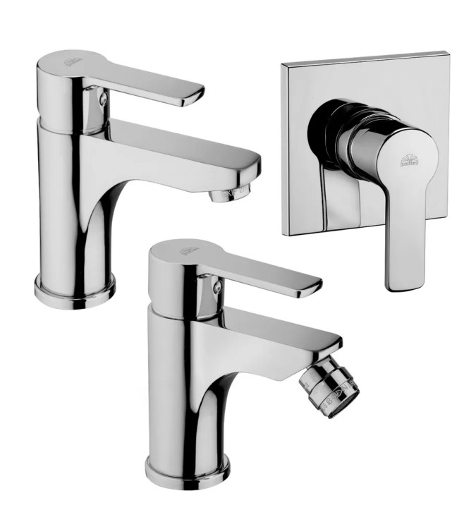 Set miscelatore lavabo e bidet con incasso doccia monocomando cromato - Red di Paffoni