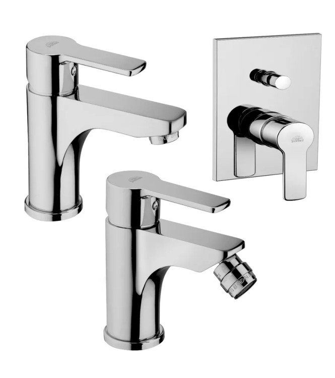 Set miscelatore lavabo e bidet con incasso doccia con deviatore cromato - Red di Paffoni