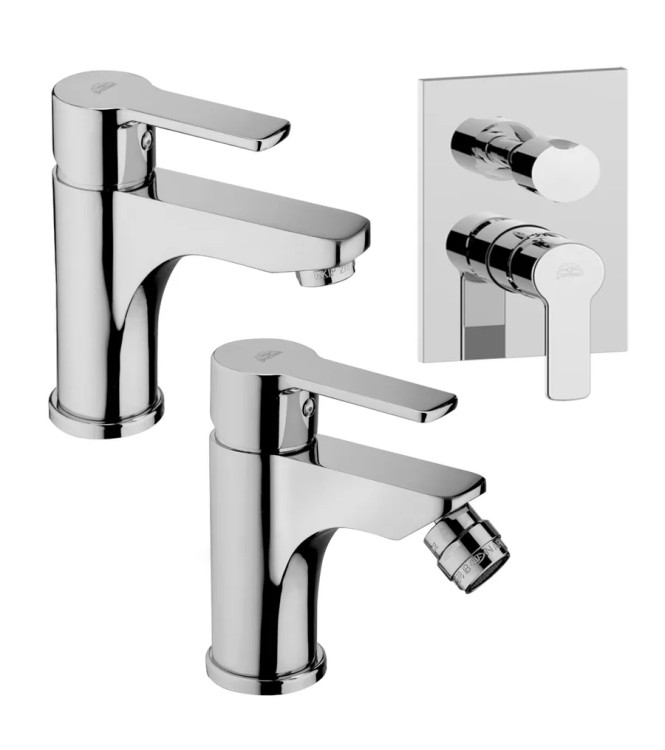 Set miscelatore lavabo e bidet con incasso doccia 3 uscite cromato - Red di Paffoni