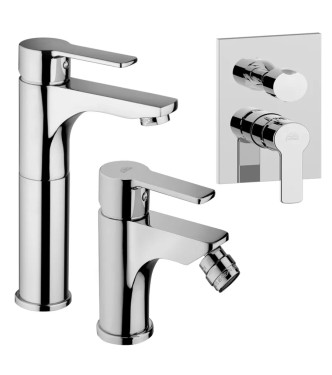 Set miscelatore lavabo prolungato e bidet con incasso doccia 2 uscite cromato - Red di Paffoni