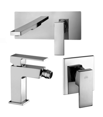 Set miscelatore lavabo bocca 24 cm e bidet con esterno doccia cromato - Red di Paffoni