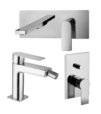 Set miscelatore lavabo bocca 15 cm con bidet ed incasso doccia con deviatore cromato - Tango di Paffoni