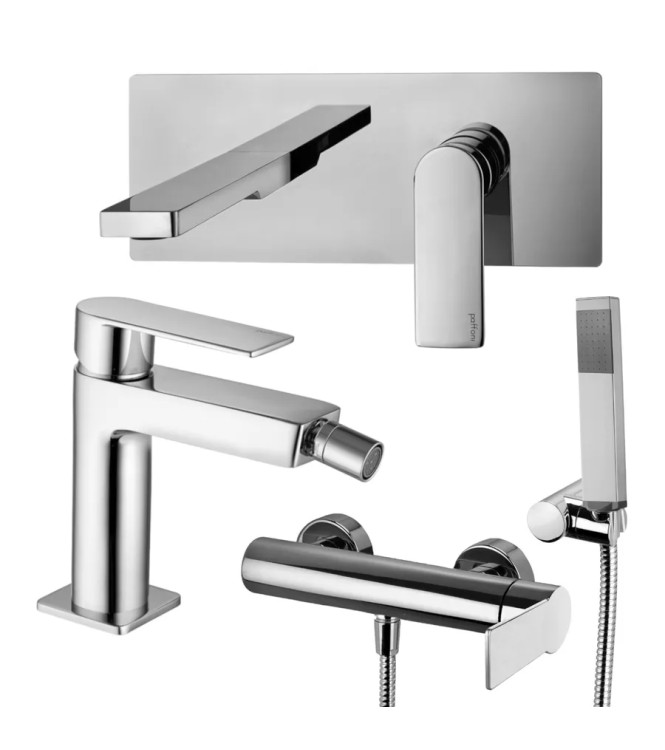 Set miscelatore lavabo bocca 15 cm con bidet ed esterno doccia cromato - Tango di Paffoni