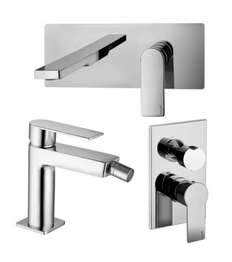 Set miscelatore lavabo bocca 20 cm con bidet ed incasso doccia 2 uscite cromato - Tango di Paffoni
