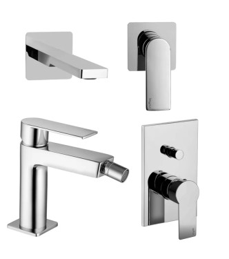 Set miscelatore incasso lavabo 24 cm con bidet ed incasso doccia con deviatore cromato - Tango di Paffoni