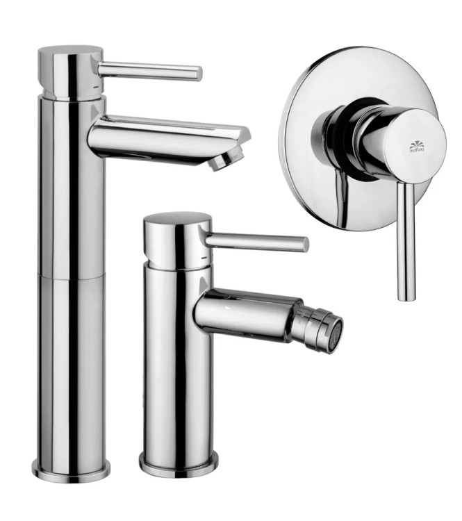 Set miscelatore lavabo prolungato e bidet con incasso doccia monocomando cromato - Stick di Paffoni