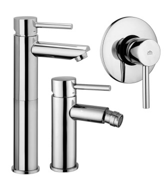 Set miscelatore lavabo prolungato e bidet con incasso doccia monocomando cromato - Stick di Paffoni
