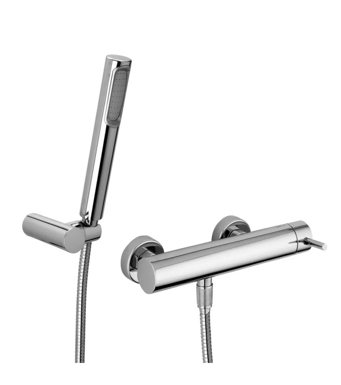Set miscelatore lavabo Ø 7 cm bocca 24,8 cm con bidet ed esterno doccia cromato - Stick di Paffoni