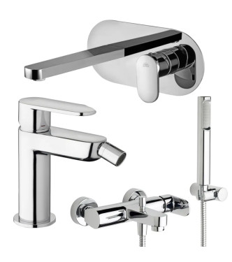 Set miscelatore lavabo bocca 20 cm con bidet ed esterno vasca cromato - Candy di Paffoni