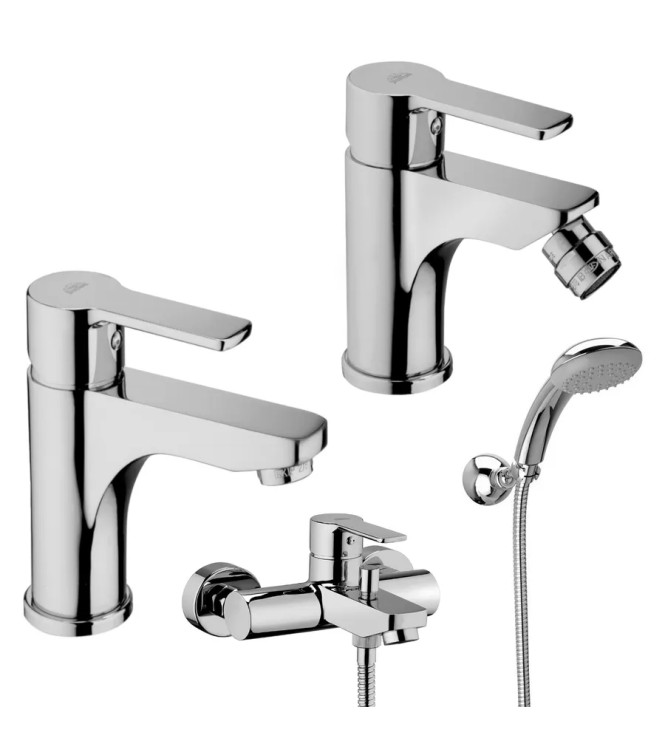 Set miscelatore lavabo e bidet con esterno vasca cromato - Red di Paffoni