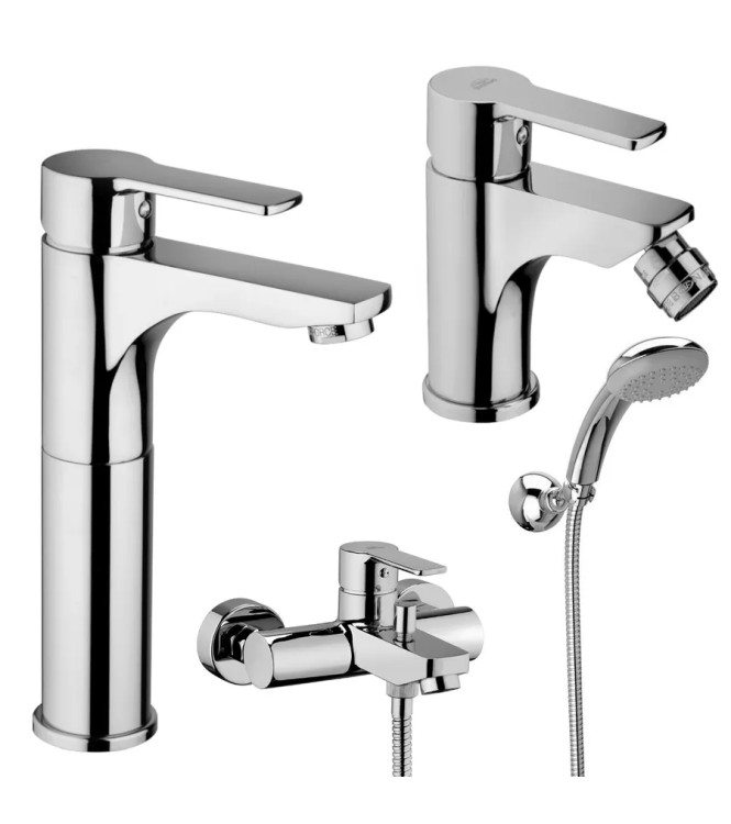 Set miscelatore lavabo prolungato e bidet con esterno vasca cromato - Red di Paffoni