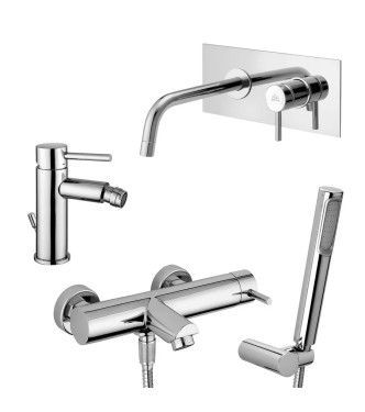 Paffoni Stick miscelatore incasso lavabo + miscelatore bidet + miscelatore vasca con flessibile e doccetta