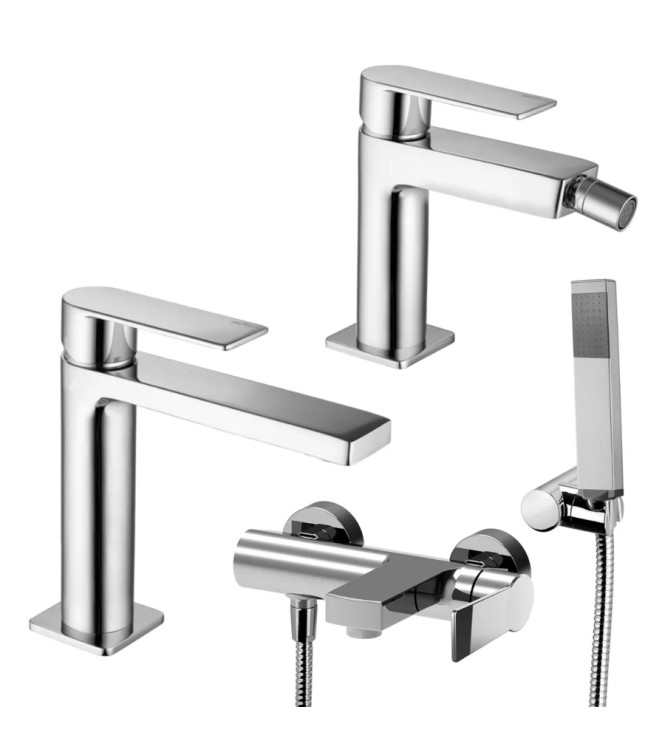Set miscelatore lavabo e bidet con esterno vasca cromato - Tango di Paffoni