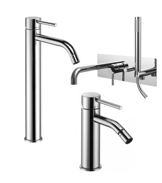 Set miscelatore lavabo prolungato e bidet con incasso vasca cromato - Light di Paffoni