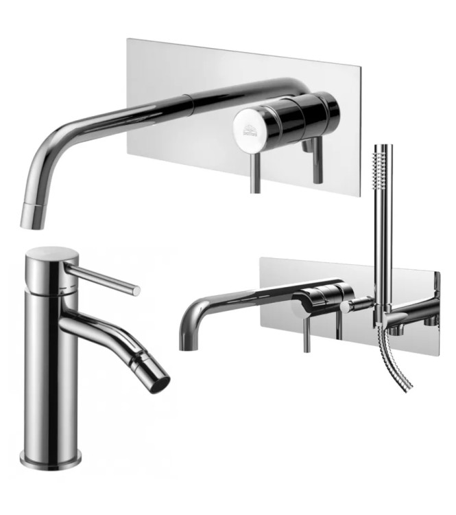 Set miscelatore incasso lavabo acciaio inox 12,3cm con bidet ed incasso vasca cromato - Light di Paffoni