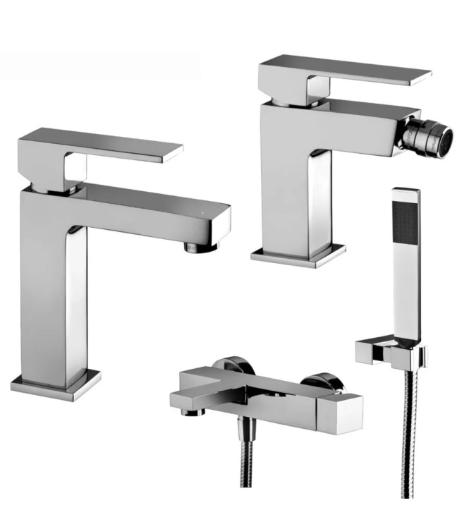 Set miscelatore lavabo e bidet senza scarico con esterno vasca cromato - Elle di Paffoni