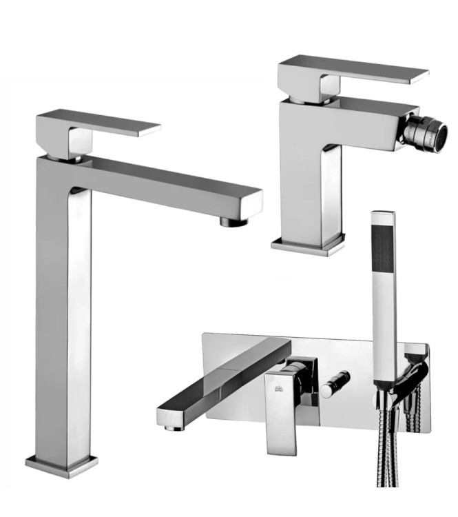 Set miscelatore lavabo prolungato e bidet senza scarico con incasso vasca cromato - Elle di Paffoni