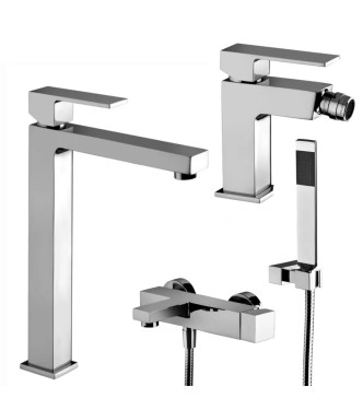 Set miscelatore lavabo prolungato e bidet senza scarico con esterno vasca cromato - Elle di Paffoni