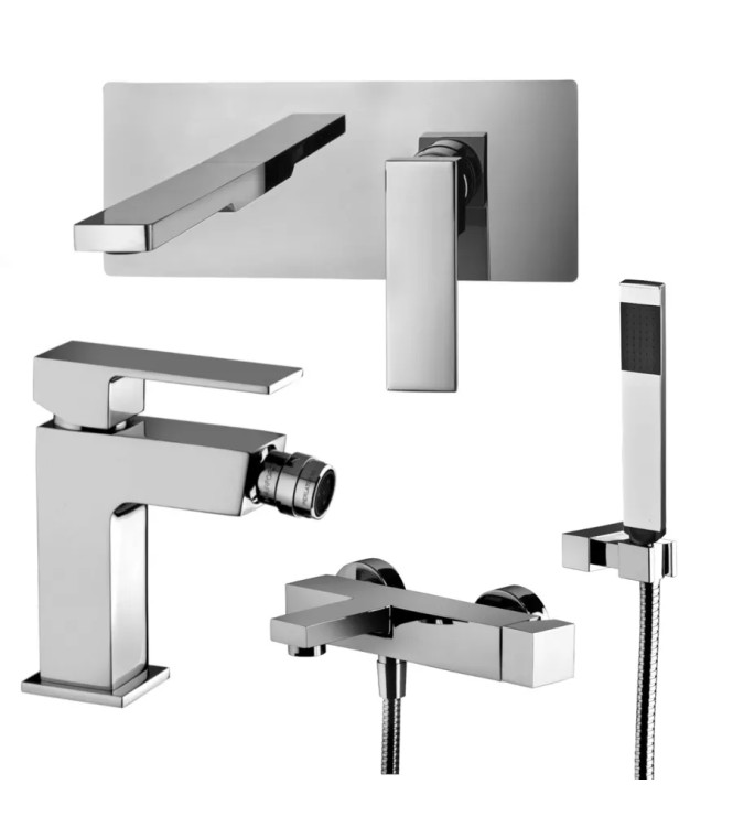 Set miscelatore lavabo 25x10 cm bocca 20 cm con bidet e esterno vasca cromato - Elle di Paffoni
