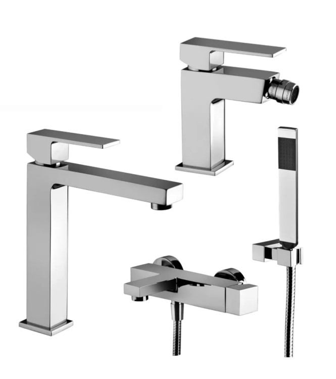 Set miscelatore lavabo medio e bidet senza scarico con esterno vasca cromato - Elle di Paffoni