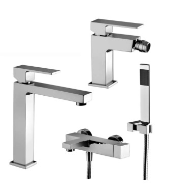 Set miscelatore lavabo medio e bidet senza scarico con esterno vasca cromato - Elle di Paffoni
