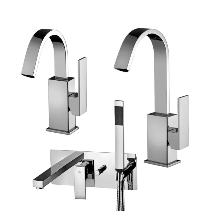 Set miscelatore lavabo e bidet canna orientabile con incasso vasca cromato - Elle di Paffoni