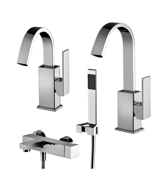 Set miscelatore lavabo e bidet canna orientabile con esterno vasca cromato - Elle di Paffoni