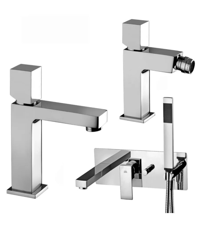 Set miscelatore lavabo e bidet con leva cubo con incasso vasca cromato - Elle di Paffoni