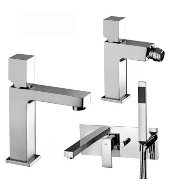 Set miscelatore lavabo e bidet con leva cubo con incasso vasca cromato - Elle di Paffoni