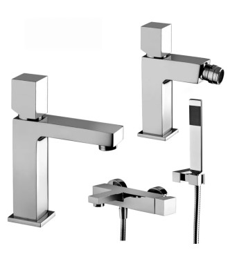 Set miscelatore lavabo e bidet con leva cubo con esterno vasca cromato - Elle di Paffoni